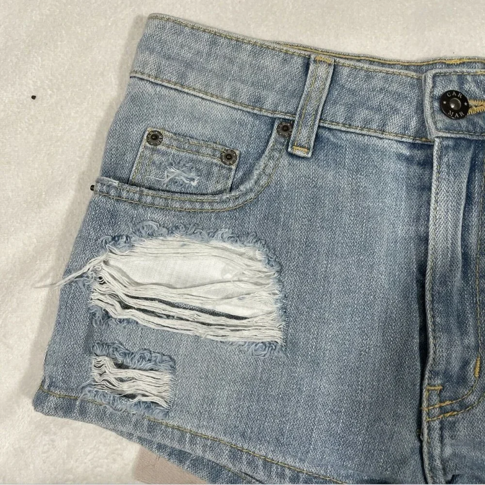 NWT $188 LF x Carmar Calla High Waisted‎ Distressed Denim Shorts [ SZ 26 ] #3914